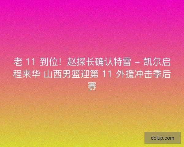 老 11 到位！赵探长确认特雷 - 凯尔启程来华 山西男篮迎第 11 外援冲击季后赛
